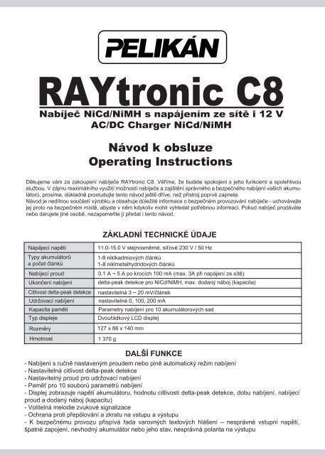 Raytronic C8 manual - RCM Pelikan