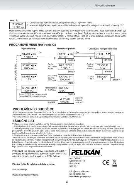 Raytronic C8 manual - RCM Pelikan