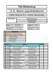 Turnierplan- 6 Mannschaften C- Junioren - TSG Waldenburg eV