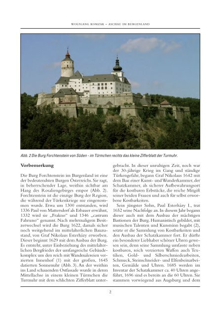 Über die Restaurierung der Turmuhr der Burg Forchtenstein