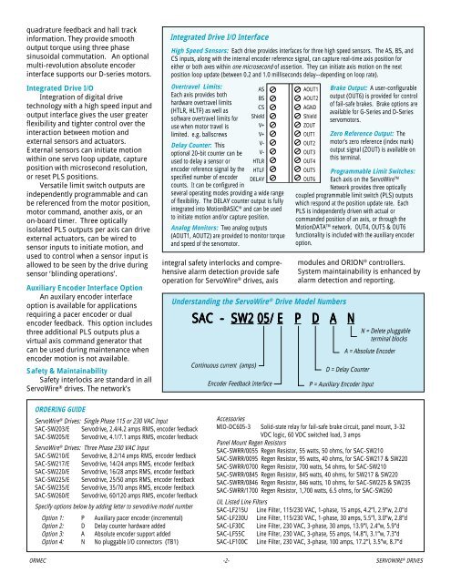 ORION/ServoWire Product Catalog - Ormec