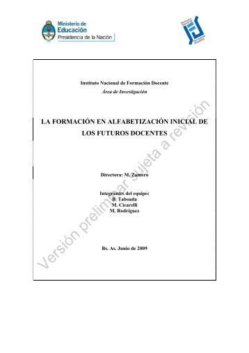 la formacin docente en alfabetizacin inicial - Cedoc - Instituto ...