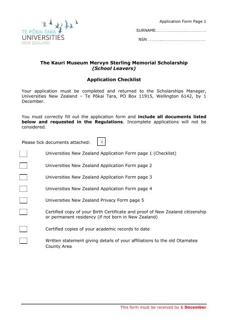 application form.pdf - Universities New Zealand - Te PÅkai Tara