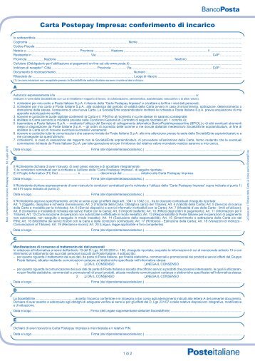 Carta Postepay Impresa: conferimento di incarico - FISE Toscana