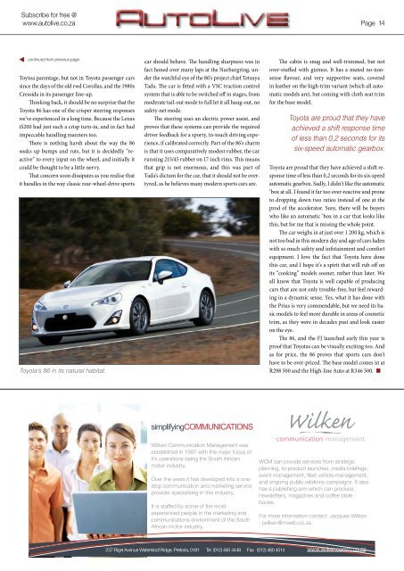 Interview with Teresita van Gaalen on how a - Autolive.co.za