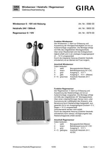 Windsensor / Heiztrafo / Regensensor ... - Eibmarkt