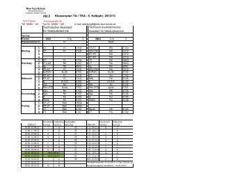 Stundenplan TA / TKA, 5. Halbjahr - OSZ Max-Taut-Schule in Berlin