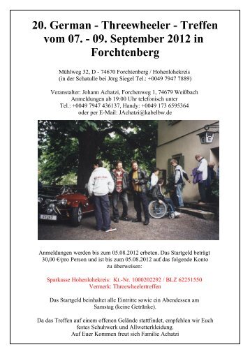 20. German - Threewheeler - Treffen vom 07. - 09. September ... - JZR