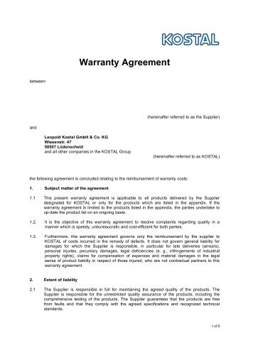Warranty Agreement - Kostal