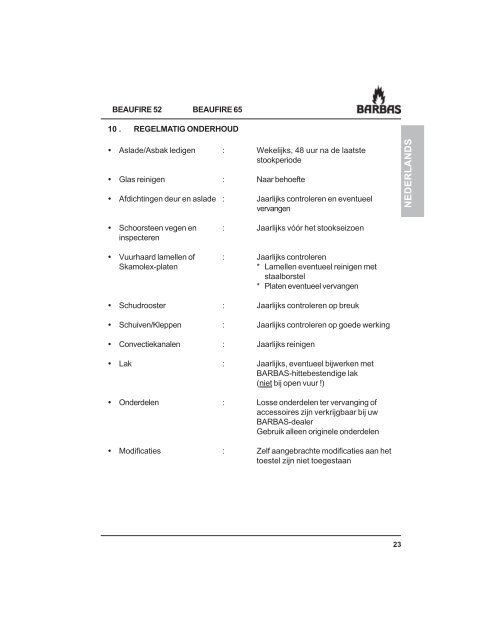 Gebruiksaanwijzing Barbas Beaufire 52 - 65 - UwKachel