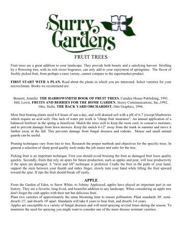 FRUIT TREES - Surry Gardens