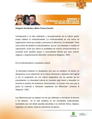 Gregorio HernÃ¡ndez y MarÃ­a Teresa CarreÃ±o Contrapuesta ... - Cedum