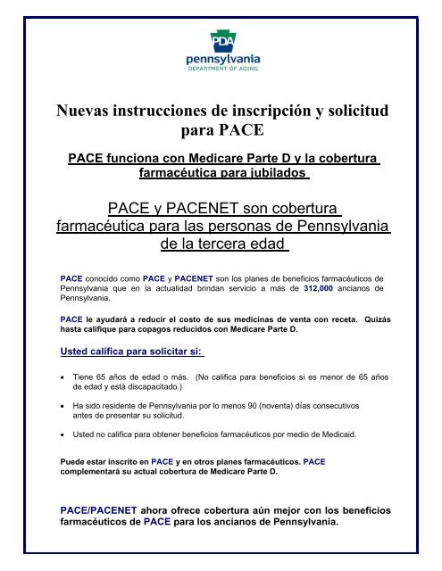 Nuevas instrucciones de inscripción y solicitud para ... - Pace/Pacenet