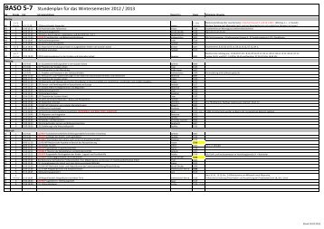 BASO 5-7 Stundenplan für das Wintersemester 2012 / 2013