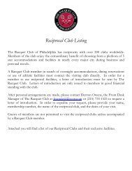 Reciprocal Club Listing - The Racquet Club of Philadelphia