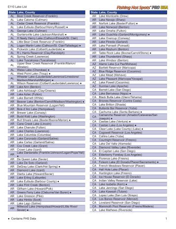 Contains FHS Data 1 E110 Lake List 1 - Fishing Hot Spots Maps