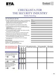 CHECKLISTA FOR THE SECURITY INDUSTRY - Prevent