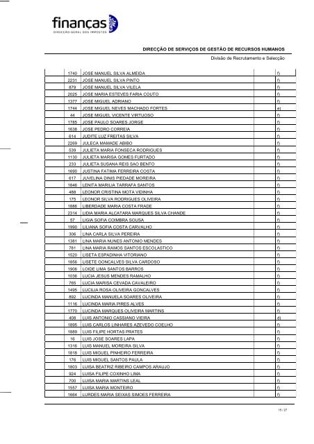 Projecto de lista de ordenaÃ§Ã£o final - Portal das FinanÃ§as