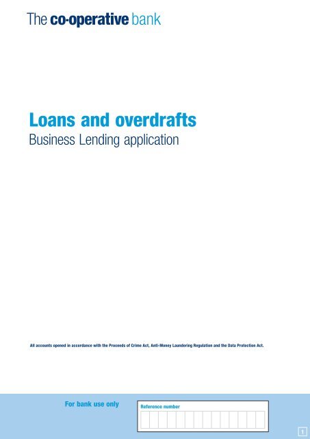Loans and overdrafts lending application - The Co-operative Bank
