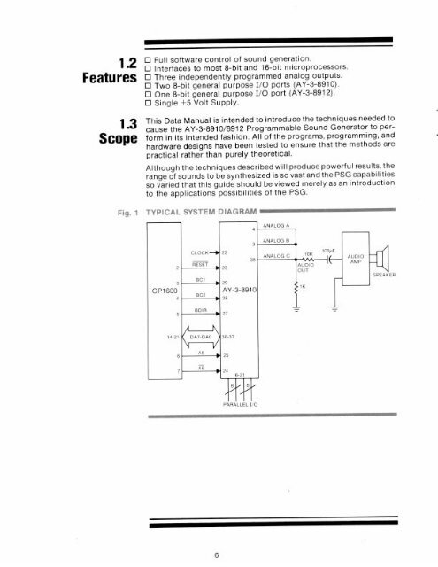 AY-3-8910/8912 Programmable Sound Generator Data Manual