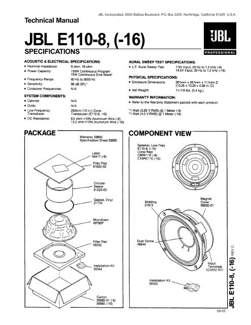 JBL E110-8, (-16)