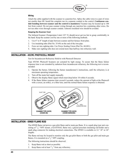 E110 FIREYE FLAME-MONITOR™ - Westmill Industries