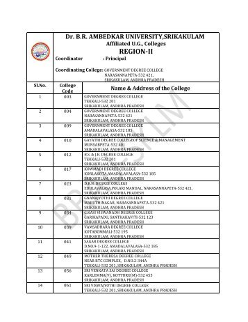 REGION-II - Dr.BR Ambedkar University, Srikakulam