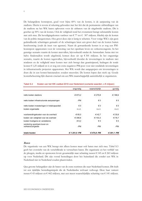 "Kengetallen kosten-batenanalyse van het WK voetbal" PDF