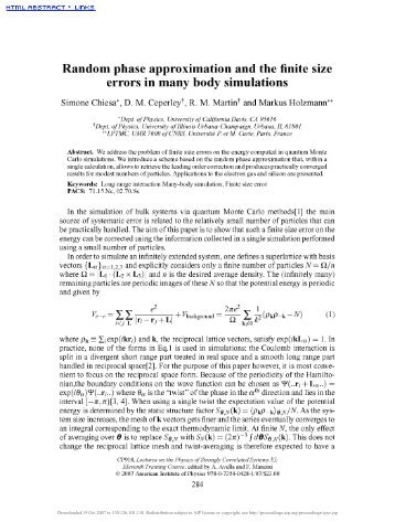 Random phase approximation and the finite size errors in many ...