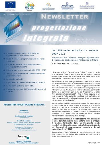 Newsletter Progettazione Integrata - Ufficio Europa