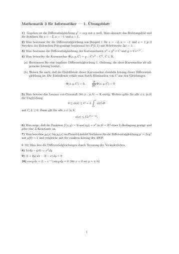 Mathematik 3 fÃ¼r Informatiker â 1. Â¨Ubungsblatt - VoWi