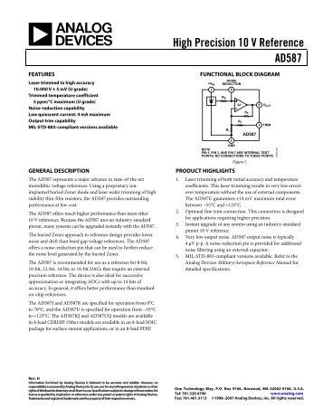 AD587 High Precision 10 V Reference Data Sheet ... - Analog Devices