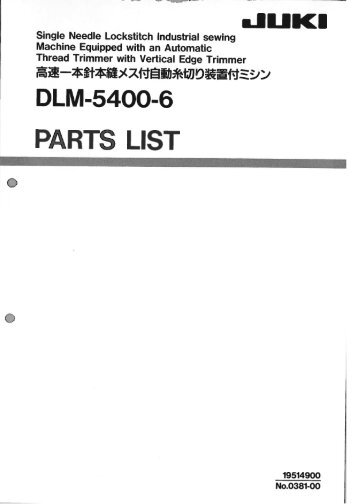 Parts book for Juki DLM-5400-6