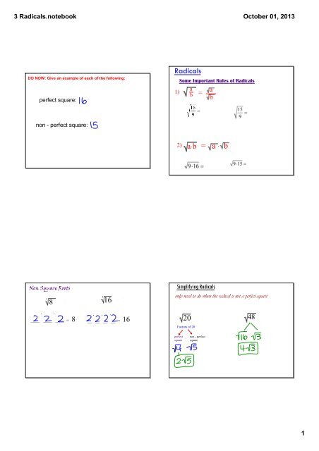 simplifying radicals notes