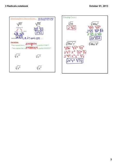 simplifying radicals notes