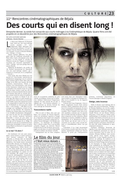 Fr-11-06-2013 - AlgÃ©rie news quotidien national d'information