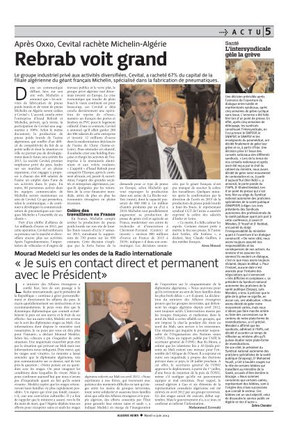 Fr-11-06-2013 - AlgÃ©rie news quotidien national d'information