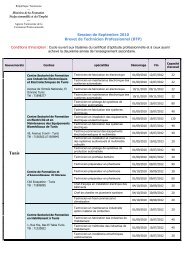 Session de Septembre 2010 Brevet de Technicien Professionnel ...