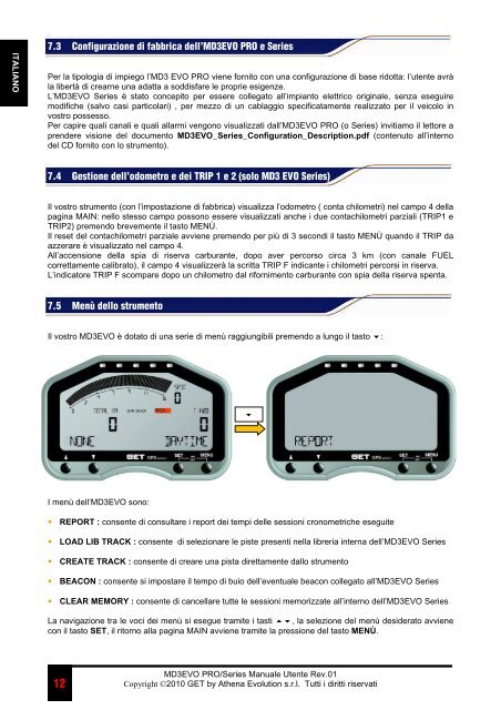 MD3EVO PRO/Series Manuale Utente - GET by Athena