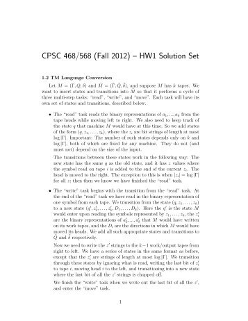 CPSC 468/568 (Fall 2012) â HW1 Solution Set - Zoo