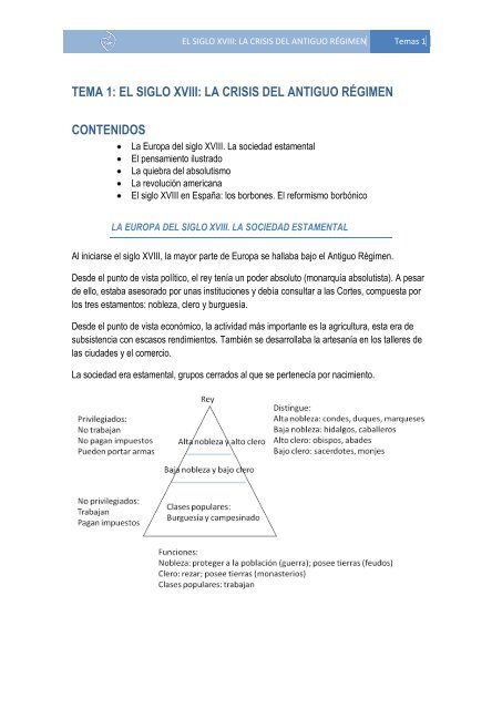 TEMA 1: EL SIGLO XVIII: LA CRISIS DEL ANTIGUO RÃGIMEN ...