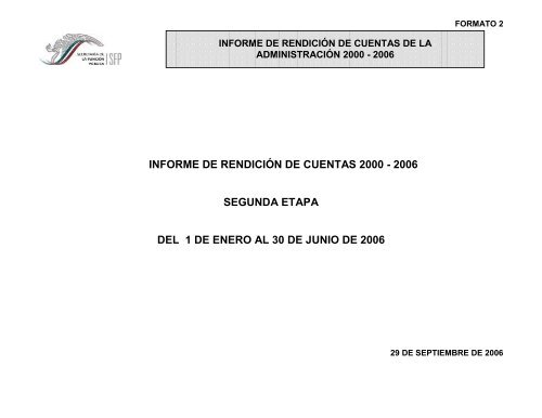 informe de rendición de cuentas 2000 - 2006 segunda etapa del 1 ...