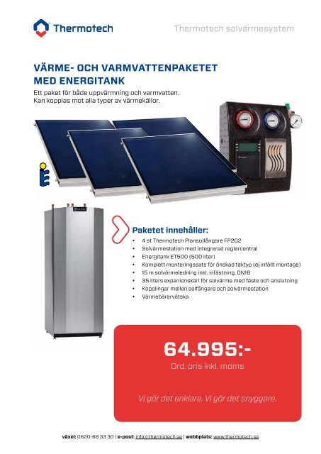 Produktblad, Thermotech solvärmepaket