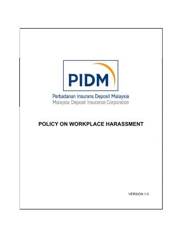 POLICY ON WORKPLACE HARASSMENT - PIDM