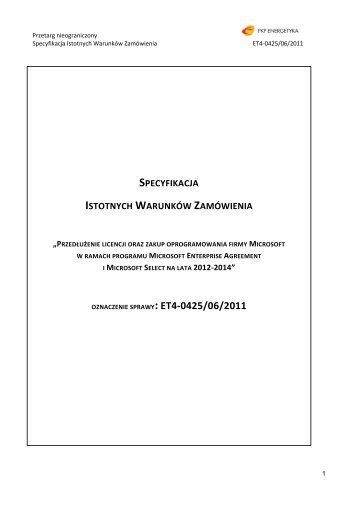 specyfikacja istotnych warunkÃ³w zamÃ³wienia - PKP Energetyka