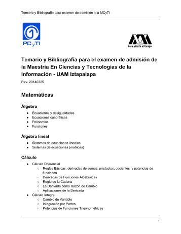 Temario y bibliografÃ­a para el examen de admisiÃ³n - Posgrado en ...