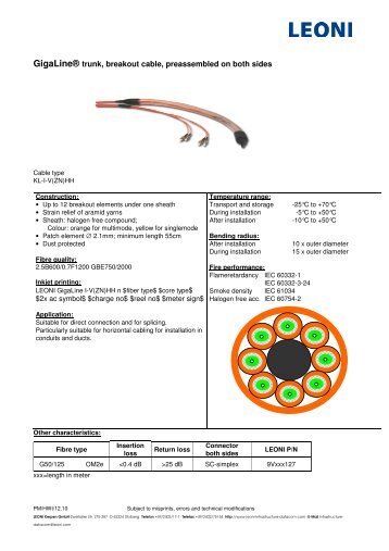 GigaLine ® Trunk I-V(ZN)HH Breakout-IP44 - LEONI Infrastructure ...