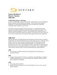 Sentara Healthcare Historic Timeline 1888-2007 ... - Sentara.com