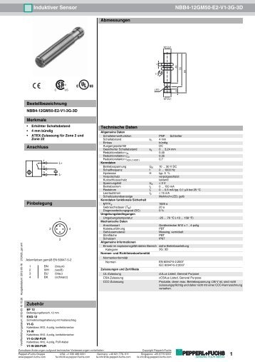 1 Induktiver Sensor NBB4-12GM50-E2-V1-3G-3D - Pepperl+Fuchs