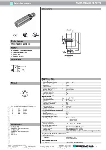 1 Inductive sensor NMB5-18GM65-E2-FE-V1 - Pepperl+Fuchs